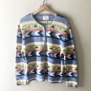 CHRISTOPHER & BANKS Embroidered Pastel Southwestern Cardigan